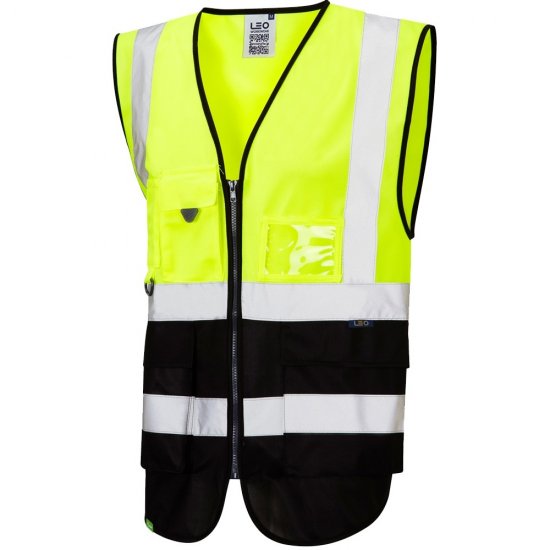 Leo Lynton Ecoviz Superior Waistcoat Hi-Vis Yellow/Black - Vêtements de travail - Vêtements de travail grandes tailles