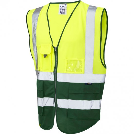 Leo Lynton Ecoviz Superior Waistcoat Hi-Vis Yellow/Green - Vêtements de travail - Vêtements de travail grandes tailles