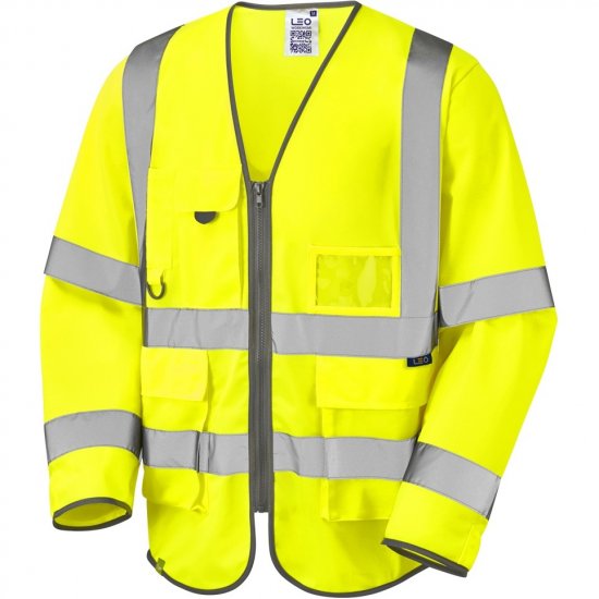 Leo Wrafton Ecoviz Superior Sleeved Waistcoat Hi-Vis Yellow - Vêtements de travail - Vêtements de travail grandes tailles