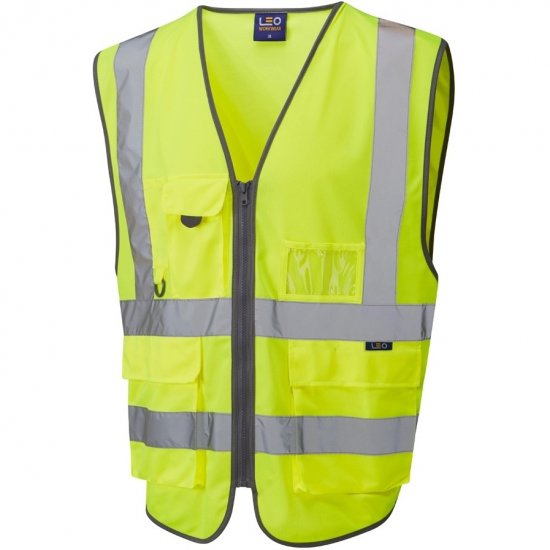 Leo Barnstaple Ecoviz Superior Anti-Entanglement Waistcoat Hi-Vis Yellow - Vêtements de travail - Vêtements de travail grandes tailles