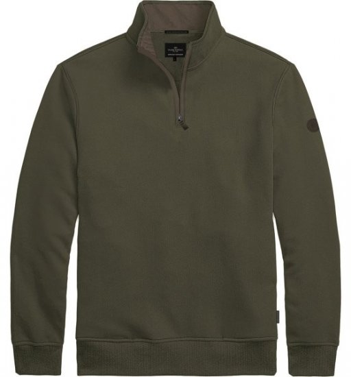 Double Outfitters MTOP-1163 Sweat-shirt col zippé Kaki - Sweatshirts & hoodies - Sweatshirts/Hoodies grande taille homme