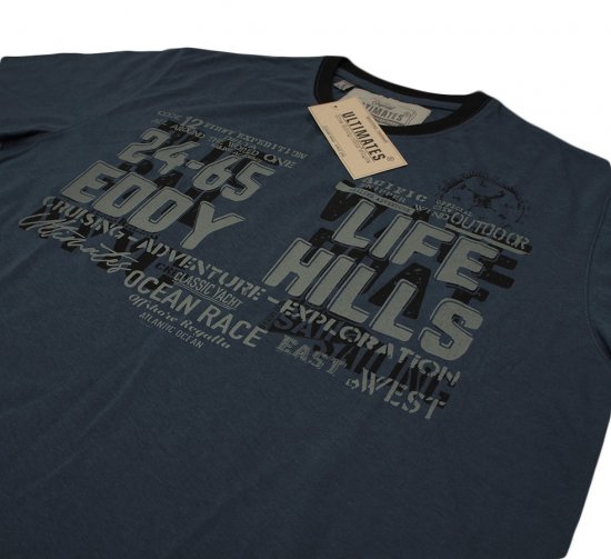 EDDY HILLS Life T-shirt Navy - T-shirts - T-shirts Homme Grande Taille