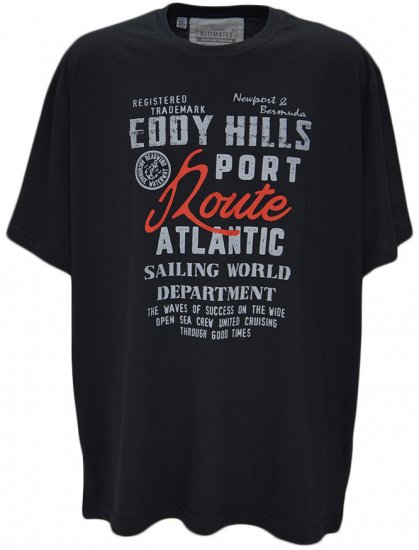 EDDY HILLS Atlantic T-shirt Black - T-shirts - T-shirts Homme Grande Taille