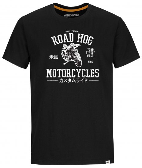 Motley Denim Oldham T-Shirt White on Black - T-shirts - T-shirts Homme Grande Taille