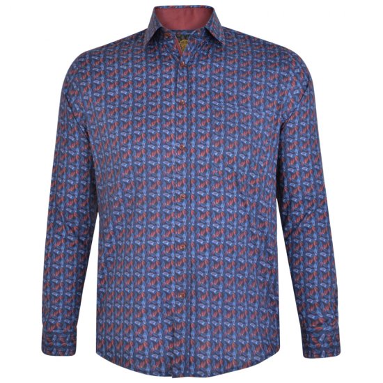 Kam Jeans P005 LS Digital Leaf Print Shirt - Chemises - Chemises Grandes Tailles Hommes