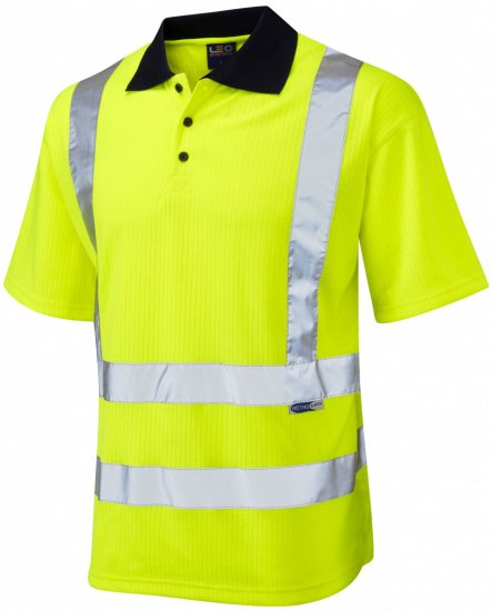 Leo Croyde Comfort Polo Shirt Hi-Vis Yellow - Vêtements de travail - Vêtements de travail grandes tailles