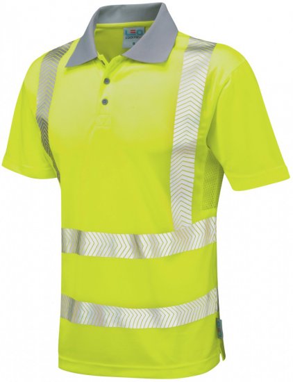 Leo Woolacombe Coolviz Plus Polo Hi-Vis Yellow - Vêtements de travail - Vêtements de travail grandes tailles