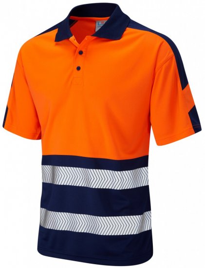 Leo Watersmeet Coolviz Plus Polo Hi-Vis Orange/Navy - Vêtements de travail - Vêtements de travail grandes tailles