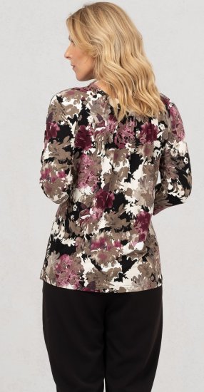 Scandinavian Caramel Flowers Blouse Purple and Brown - T-shirts imprimés pour femme - 