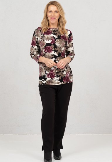 Scandinavian Caramel Flowers Blouse Purple and Brown - T-shirts imprimés pour femme - 