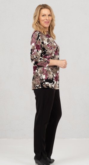 Scandinavian Caramel Flowers Blouse Purple and Brown - T-shirts imprimés pour femme - 