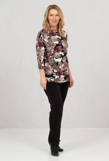 Scandinavian Caramel Flowers Blouse Purple and Brown - T-shirts imprimés pour femme - 