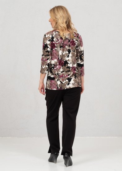 Scandinavian Caramel Flowers Blouse Purple and Brown - T-shirts imprimés pour femme - 