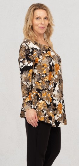 Scandinavian Caramel Flower Petals Tunic Orange and Brown - T-shirts imprimés pour femme - 