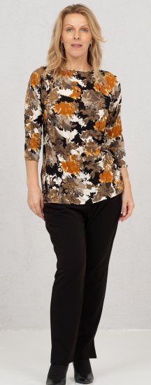 Scandinavian Caramel Flowers Blouse Orange and Brown - T-shirts imprimés pour femme - 
