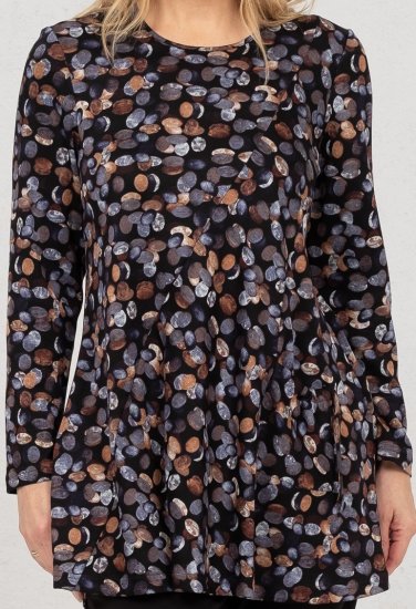 Scandinavian Caramel Flower Petals Tunic Copper and Blue - T-shirts imprimés pour femme - 