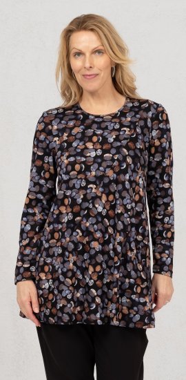 Scandinavian Caramel Flower Petals Tunic Copper and Blue - T-shirts imprimés pour femme - 