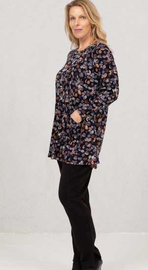 Scandinavian Caramel Flower Petals Tunic Copper and Blue - T-shirts imprimés pour femme - 