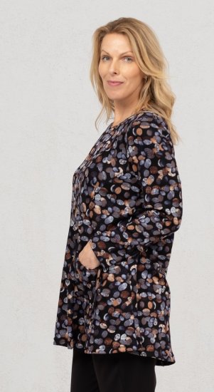 Scandinavian Caramel Flower Petals Tunic Copper and Blue - T-shirts imprimés pour femme - 