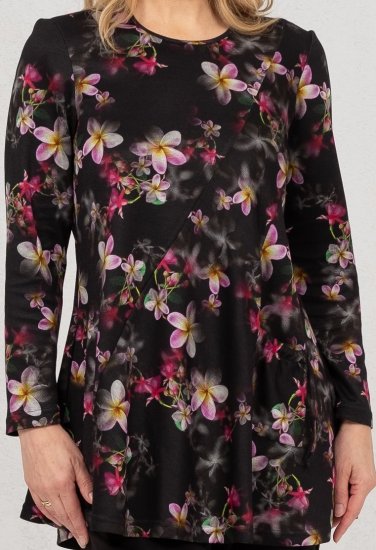 Scandinavian Caramel Flowers Tunic Red and Pink - T-shirts imprimés pour femme - 