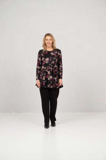 Scandinavian Caramel Flowers Tunic Red and Pink - T-shirts imprimés pour femme - 