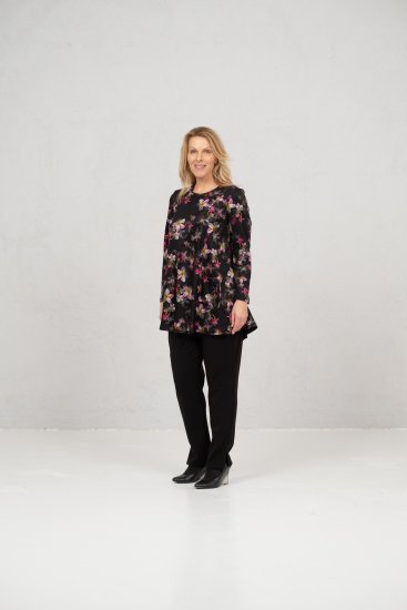 Scandinavian Caramel Flowers Tunic Red and Pink - T-shirts imprimés pour femme - 