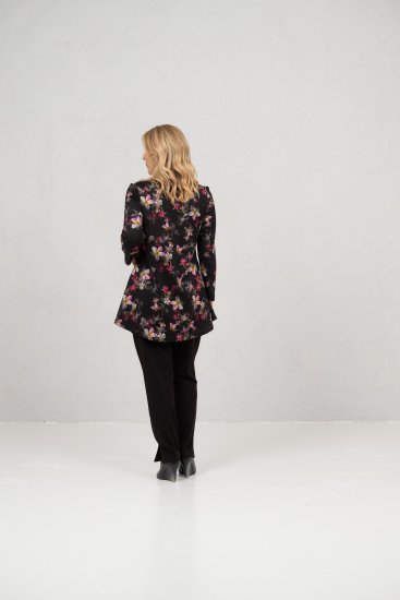 Scandinavian Caramel Flowers Tunic Red and Pink - T-shirts imprimés pour femme - 