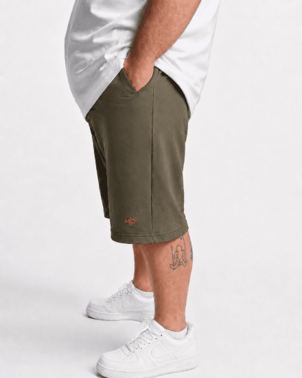 Motley Denim Paris Sweatshorts Dark Khaki - Pantalons/shorts de survêtement - Survêtement/jogging grandes tailles