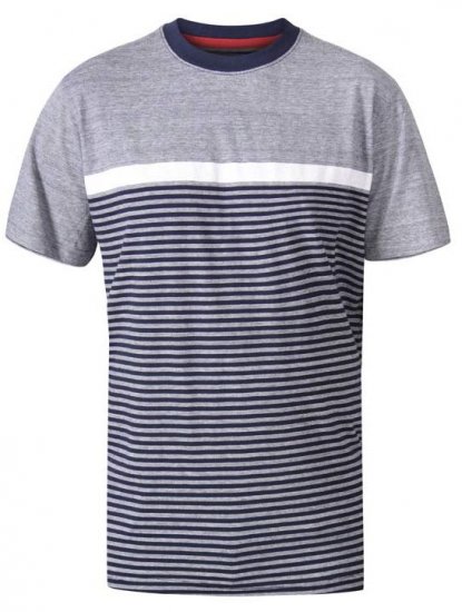 D555 Perkins Crew Neck Cut And Sew Jacquard T-Shirt Navy - T-shirts - T-shirts Homme Grande Taille