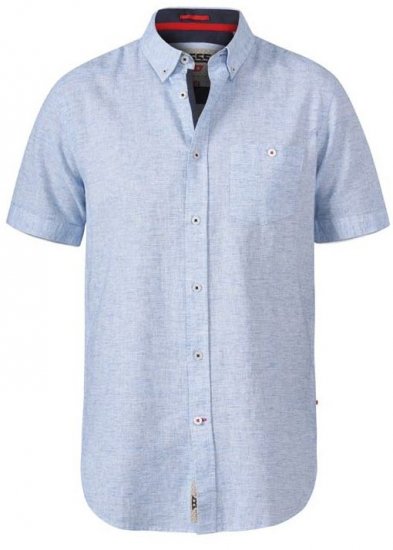 D555 Reid 1 Linen Mix Short Sleeve Shirt Sky Blue - Chemises - Chemises Grandes Tailles Hommes