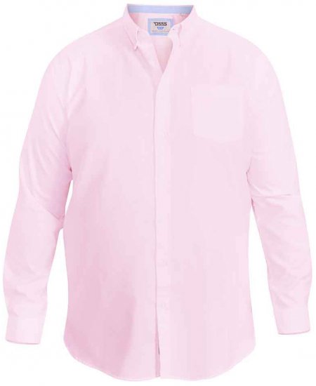 D555 Richard Long Sleeve Oxford Shirt Pink - Chemises - Chemises Grandes Tailles Hommes
