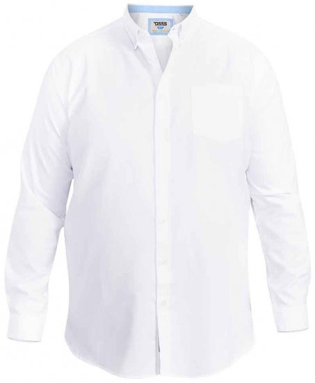 D555 Richard Long Sleeve Oxford Shirt White - Chemises - Chemises Grandes Tailles Hommes