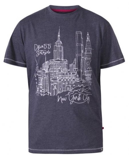 D555 Romford New York City Crew Neck T-Shirt Navy Marl - T-shirts - T-shirts Homme Grande Taille