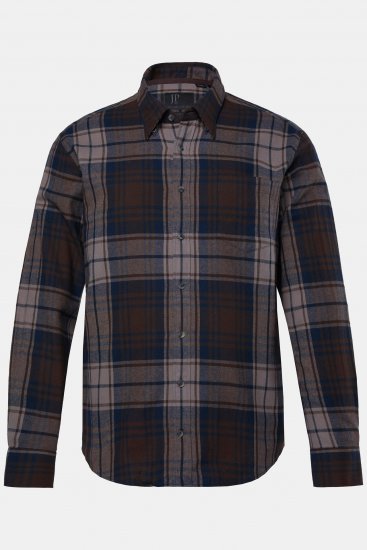 JP1880 Shirt Flannel Long Sleeve Brown TALL - VÊTEMENTS HOMME MT-6XLT - Vêtements Tall Homme