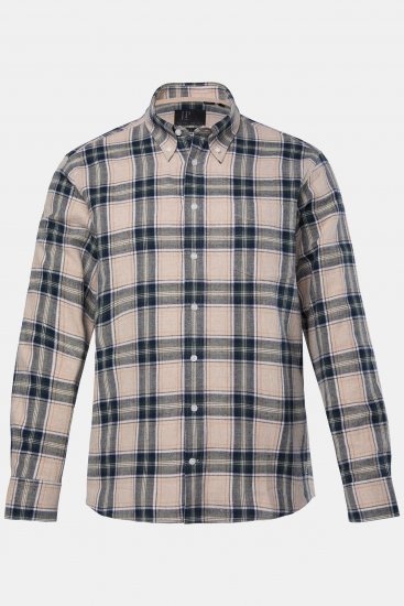 JP1880 Checked Flannel Shirt Long Sleeve Dark Dusty Pink - Chemises - Chemises Grandes Tailles Hommes