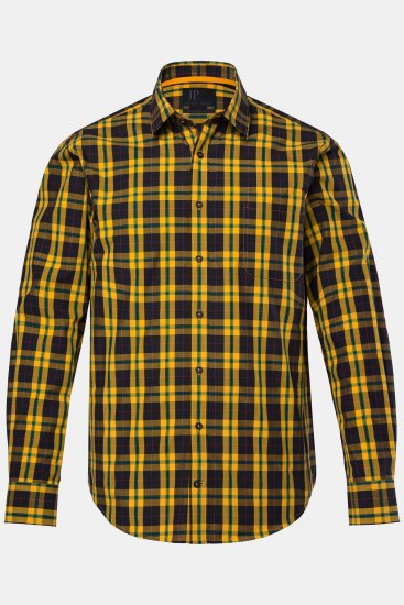JP1880 Checked Shirt Long Sleeve Kent Collar Curry - Chemises - Chemises Grandes Tailles Hommes