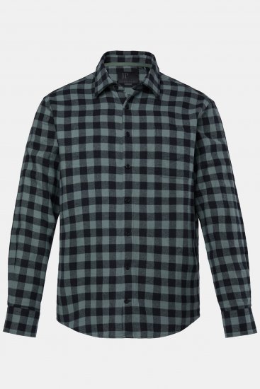 JP1880 Checked Flannel Shirt Long Sleeve Eucalyptus Green - Chemises - Chemises Grandes Tailles Hommes
