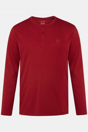 JP1880 Henley T-shirt Long Sleeve Red - T-shirts - T-shirts Homme Grande Taille