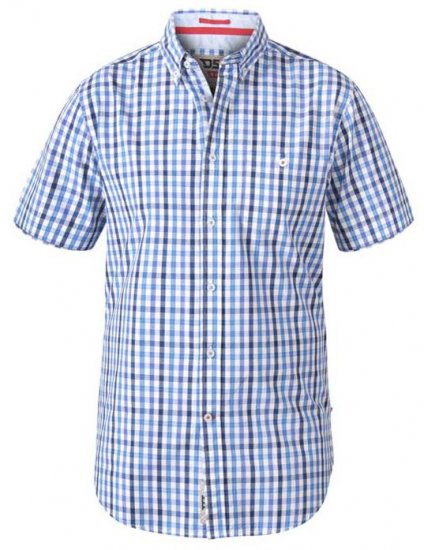 D555 Rowling Blue Gingham Short Sleeve Shirt - Chemises - Chemises Grandes Tailles Hommes