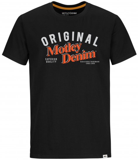 Motley Denim Salford T-shirt Orange on Black - T-shirts - T-shirts Homme Grande Taille