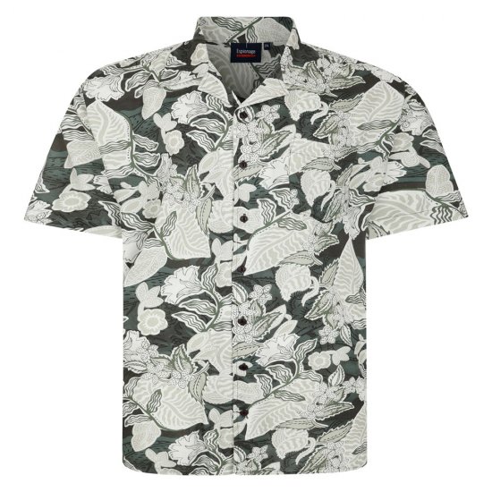 Espionage SH434 chemise manches courtes imprimé feuilles vert - Chemises - Chemises Grandes Tailles Hommes