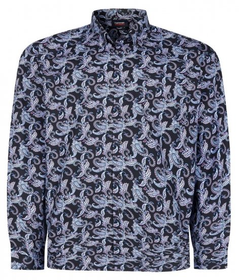 Espionage SH459 Paisley Chemise à manches longues bleu marine/print - Chemises - Chemises Grandes Tailles Hommes