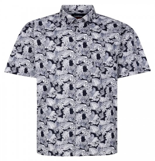 Espionage SH462 Chemise à imprimé feuilles bleu marine/blanc - Chemises - Chemises Grandes Tailles Hommes