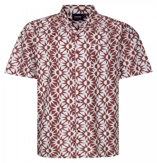 Espionage SH466 Abstract Sun Chemise imprimée ecru/rouge - Chemises - Chemises Grandes Tailles Hommes