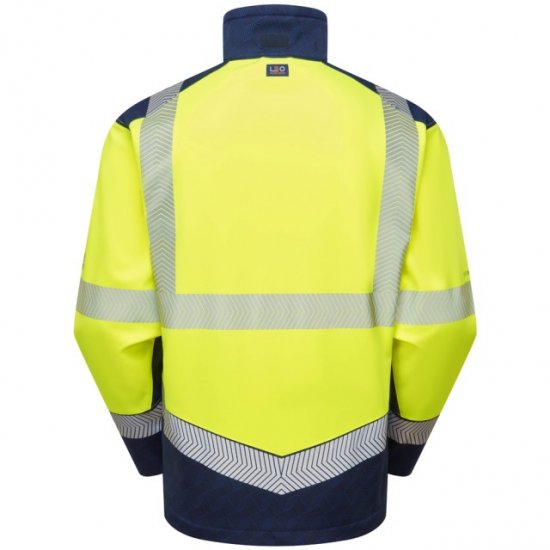 Leo Bowden Ecoviz Softshell Jacket Hi-Vis Yellow/Navy Print - Vêtements de travail - Vêtements de travail grandes tailles
