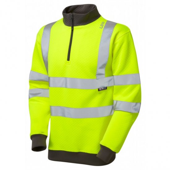 Leo Brynsworthy Ecoviz 1/4 Zip Sweatshirt Hi-Vis Yellow - Vêtements de travail - Vêtements de travail grandes tailles