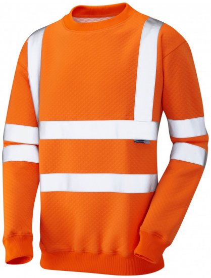 Leo Winkleigh Crew Neck Sweatshirt Hi-Vis Orange - Vêtements de travail - Vêtements de travail grandes tailles