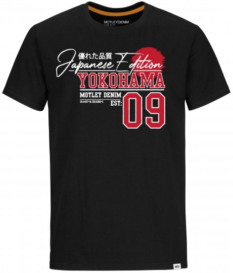 Motley Denim Sterling T-shirt Red on Black - T-shirts - T-shirts Homme Grande Taille