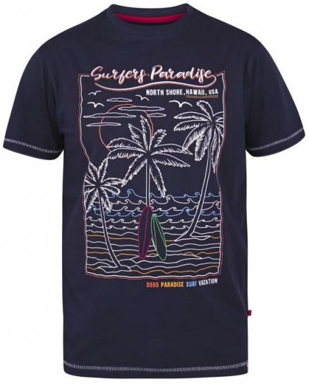 D555 Stewart Surfer'S Paradise Crew Neck T-Shirt Navy - T-shirts - T-shirts Homme Grande Taille