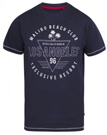 D555 Stoke Los Angeles Beach Printed T-Shirt Navy - T-shirts - T-shirts Homme Grande Taille